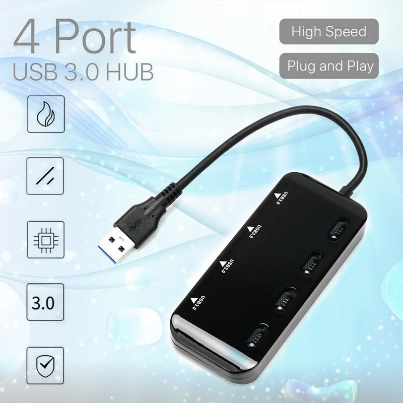 USB 3,0 концентратор сплиттер удлинитель 4 порта USB концентратор данных с индивидуальный переключатель светодиодный свет H-best - Цвет: as show