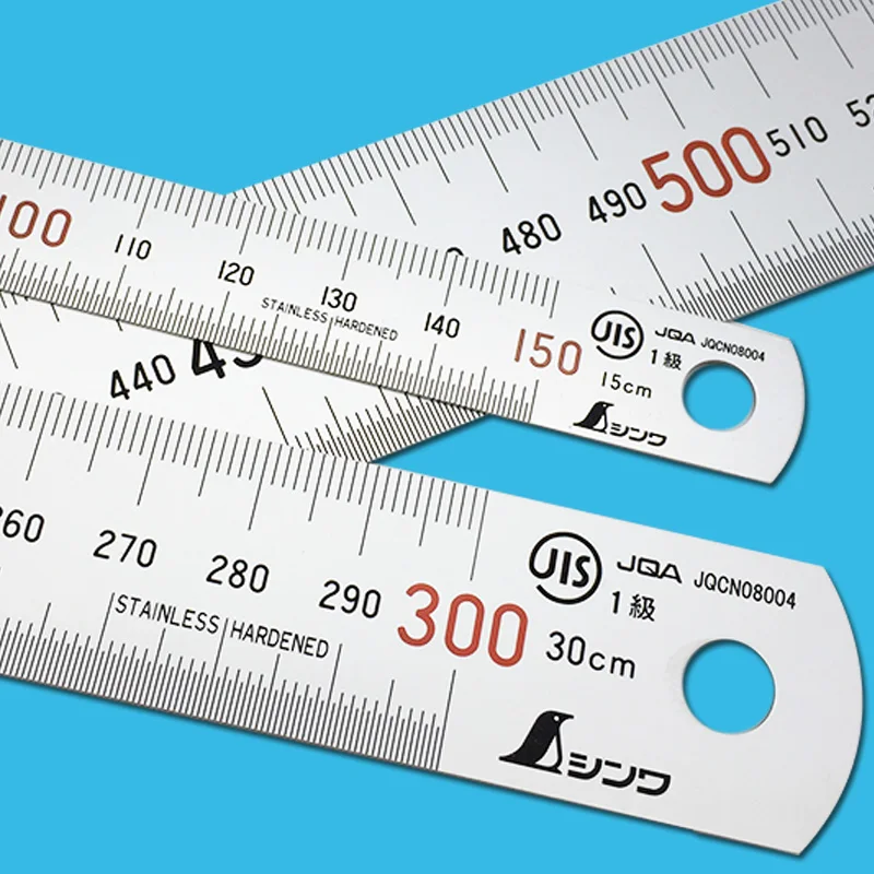 Japanese Shinwa stainless steel ruler thickened steel ruler high precision 15 / 30 cm  ruler slider 3