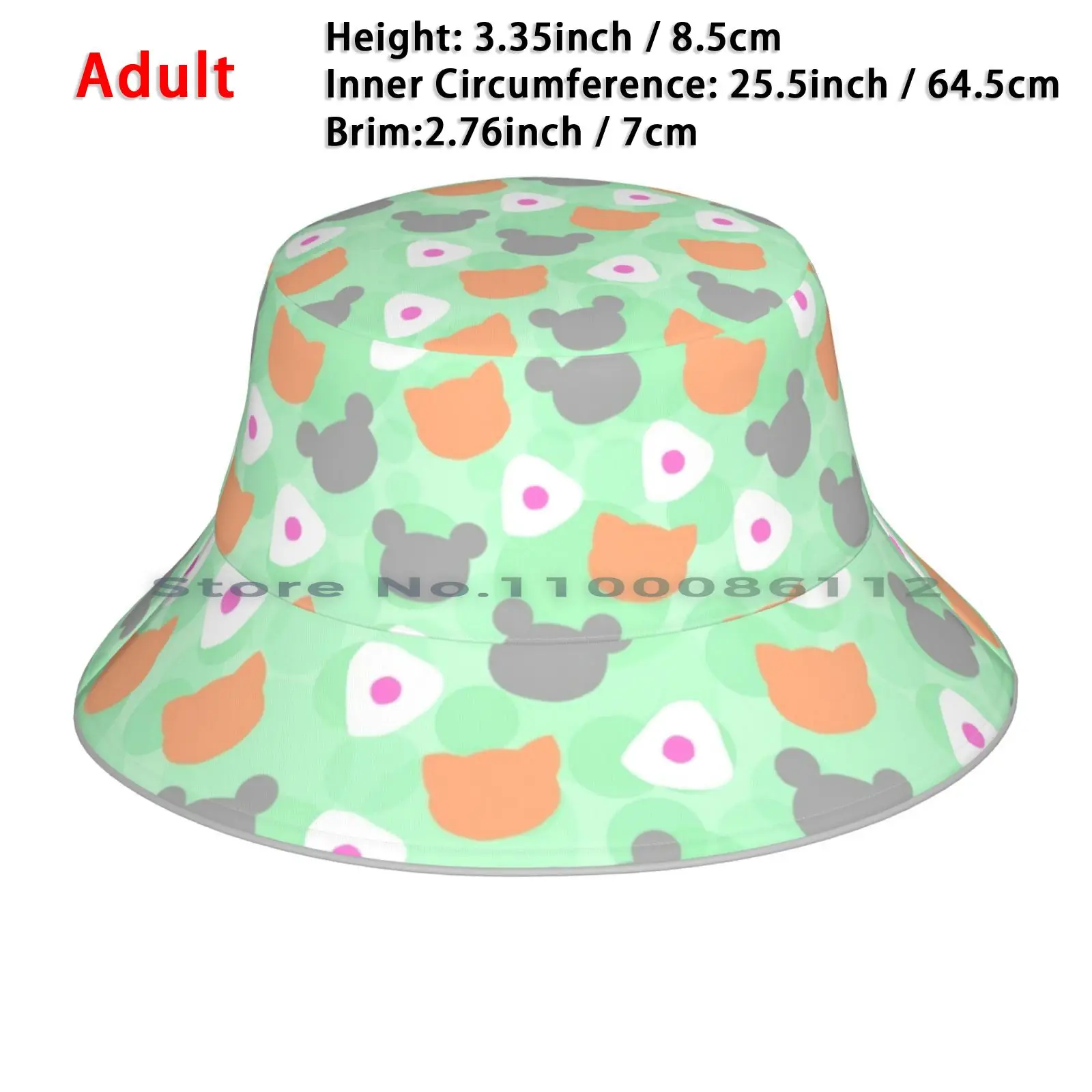 Rat , Cat , Rice Bucket Hat Sun Cap Anime Fruits Basket Furuba