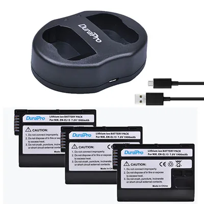 DuraPro 2 шт. EN-EL15 ENEL15 RU EL15+ USB Dual Зарядное устройство для Nikon D800E D800 D600 D7100 D7000 D7100 V1 MB-D14 батареи - Цвет: 3 Battery Set