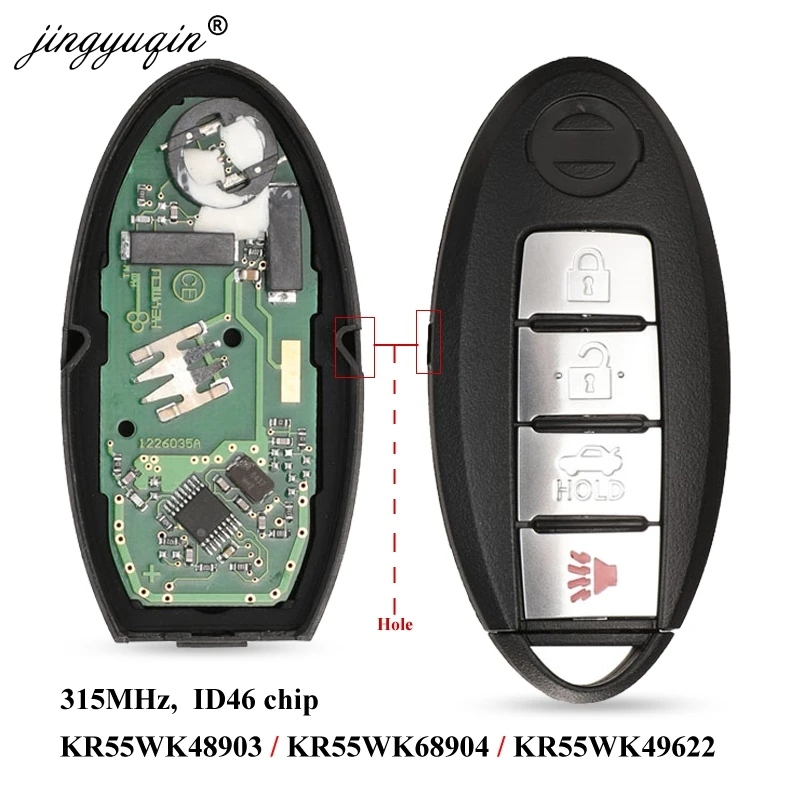 Jingyuqin умный дистанционный ключ для NISSAN Altima Teana Maxima MURANO для Infiniti G25 G35 G37 Q60 FX35 FX37 QX70 FX50 315 МГц ID46