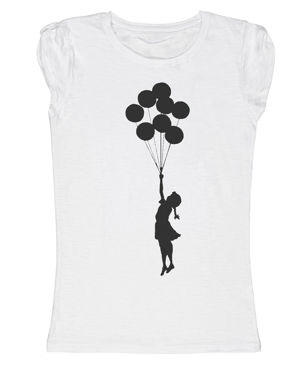 New T-Shirt Fire Girl Balloons Flying Gift Idea Tops Unisex Funny Tee Shirt |