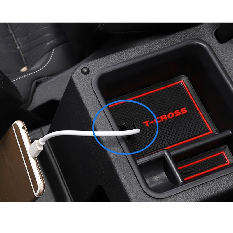 Car Armrest Box Storage Center Console Organizer Container Holder Box for Volkswagen T-Cross Accessories