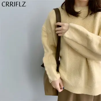 

Candy Colors Knitted Pullover Sweater Women Solid O Neck Long Sleeve Sweater Top 2020 New CRRIFLZ