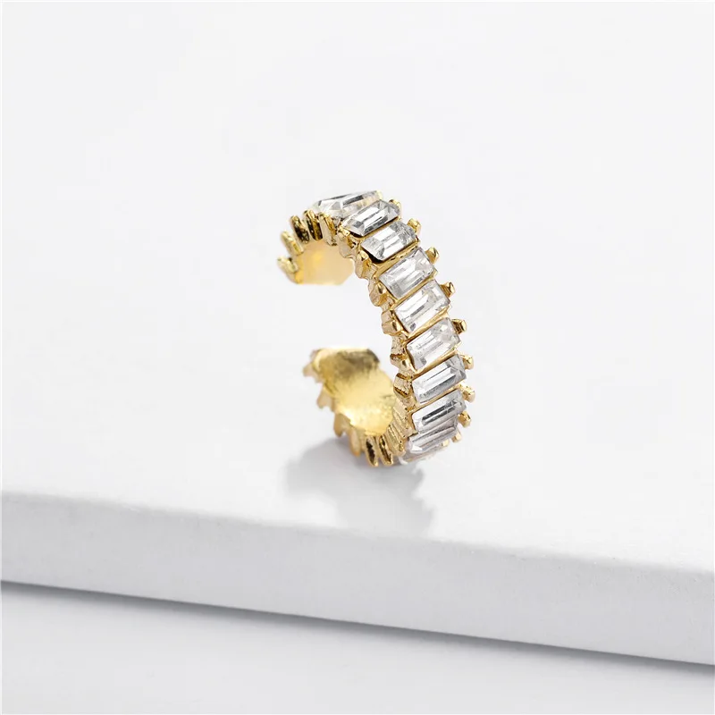 Clip Earring Pave Crystal Jeweled Colorful Ear Cuff Geometric C Shape Earclip Ladies Ear Cuff Fashion Brand Women Jewelry