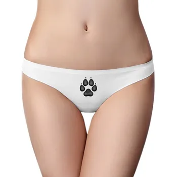

Lovely Dog Claws Black Pattern Women Panties Invisible Seamless Briefs G-string T-back 2pcs Gift