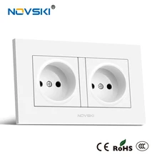 NOVSKI европейский стандарт 16а электрическая двойная настенная розетка огнестойкая панель из поликарбоната AC 110-250V розетка питания CE RoHS CCC сертифицирована