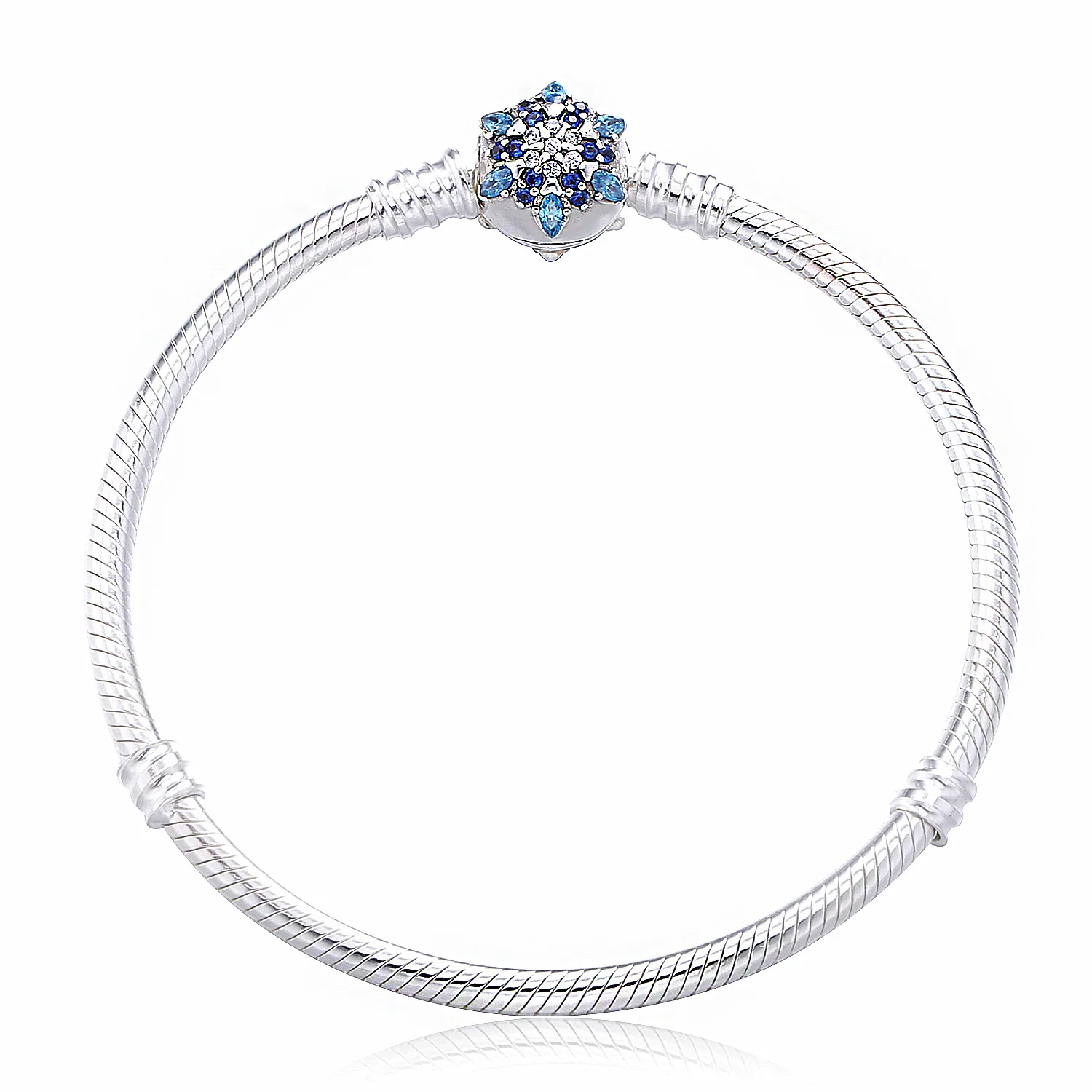 Подлинная 925 пробы Серебряная цепочка-змейка Браслет Fit Pand браслет блестящая Снежинка для женщин Роскошные ювелирные изделия