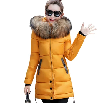 

2020 new winter down cotton jacket women long coat parkas thickening Female Warm Clothes Rabbit fur collar down jacket R29