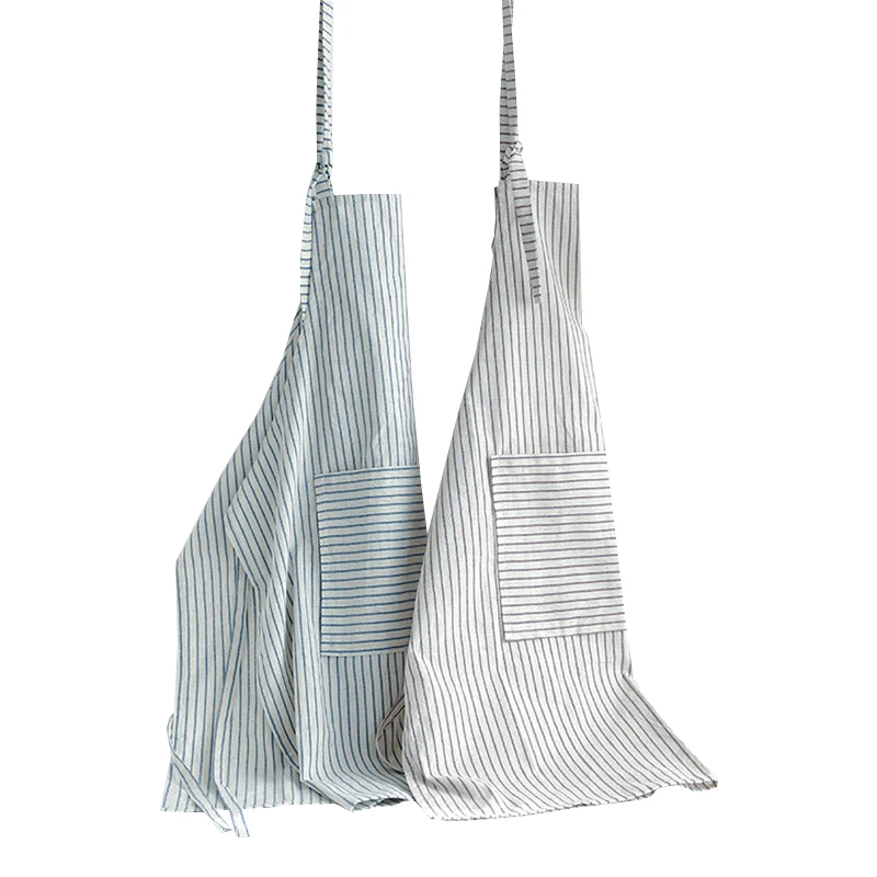 

Senyue Home simple striped cotton and linen fabric apron home kitchen apron baking florist overalls aprons for woman