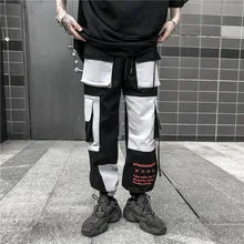 Осенний бренд дикий с эластичной талией луч ноги термоусадочная сочетающихся цветов карман оснастки для мужчин; комбинезон с девятью кнопками; повседневные штаны