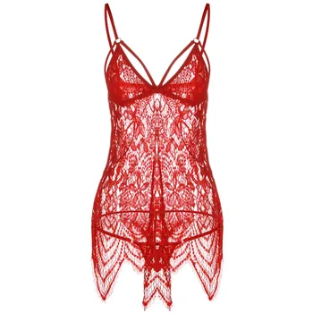

Hot Sexy Lingerie Babydoll Lace Women's Erotic Underwear Flower Hook Stoning Night Dress Womens Nightgown Sleepwear