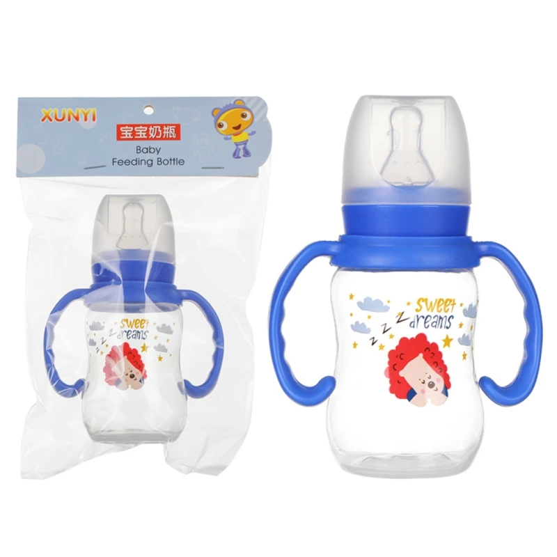 240 мл Детские Силиконовые бутылочки для кормления молока с ручкой, Подарочная детская бутылка для питьевой воды, детская чашка - Цвет: LS-120ML