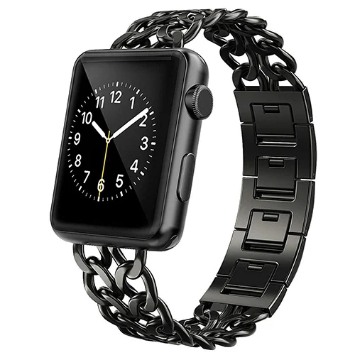 Ремешок из нержавеющей стали для Apple Watch series 5, 4, 40 мм, 44 мм, браслет с металлическими звеньями для iwatch series 1, 2, 3, ремешок 42 мм, 38 мм - Цвет ремешка: black