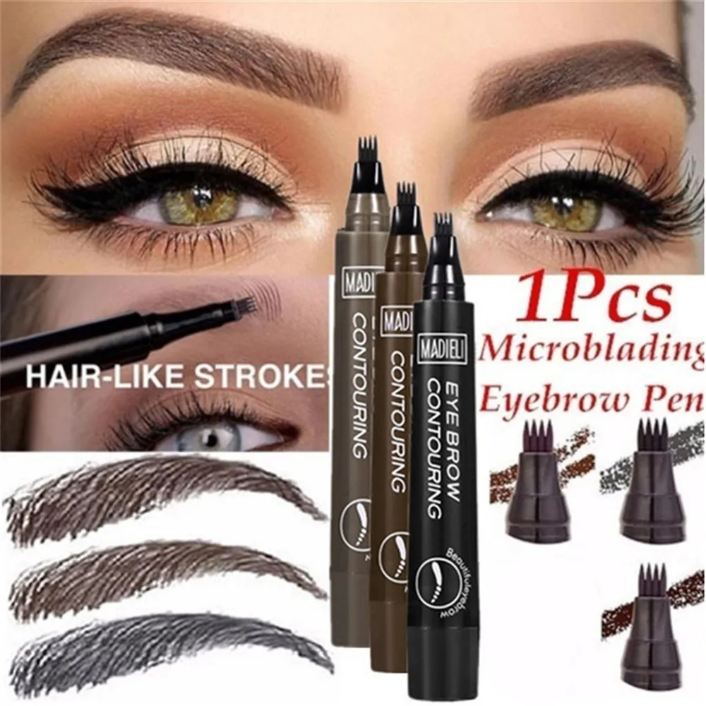 

3D Microblading Eyebrow Pen Waterproof Fork Tip Eyebrow Tattoo Pencil Long Lasting Professional Fine Sketch Liquid Eye Brow Pen