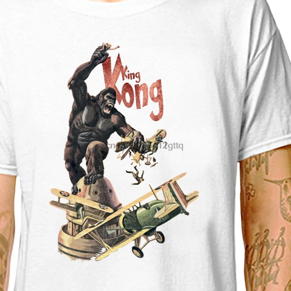 Футболка King Kong 100% хлопковые футболки (LazyCarrot) Горилла Монстр гигантская обезьяна