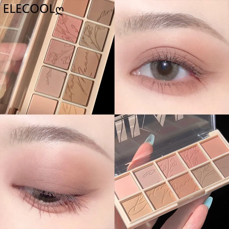 10 Colors Eyeshadow Palette Pearly Matte Eye Shadow Shiny Sequins Shadows Pigments Long Lasting Korean Makeup Cosmetics eye shadow eye shadow plate