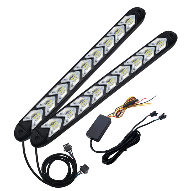 

2Pcs LED DRL Daytime Running Light Car Styling Dynamic Streamer Flow Amber Turn Signal Warning Steering Fog Day Lamp for Toyota