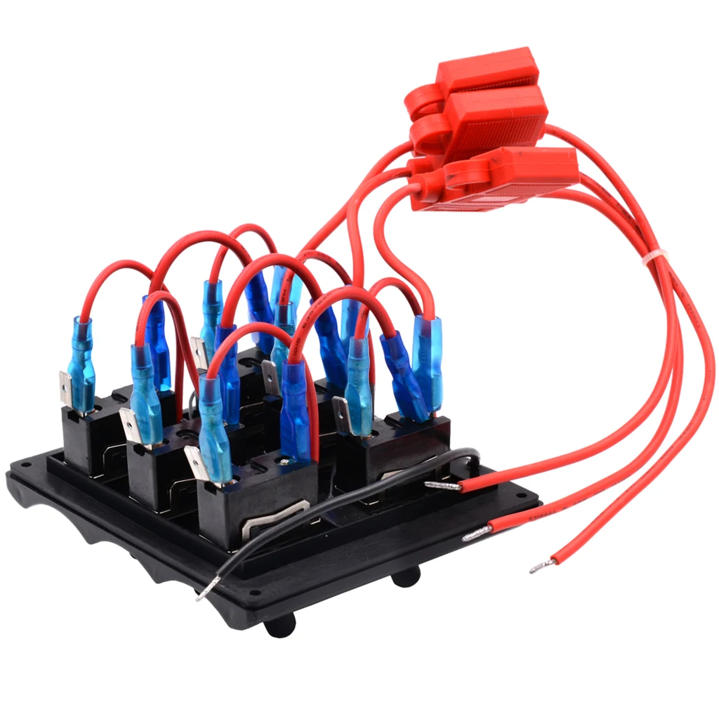 Marine Toggle Switch Panel Electric 6 Gang Blue LED ON-OFF Power Socket