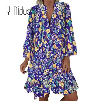 

Summer Dress Plus Size Women Cactus Dresses 5XL Boho Dress 2020 Floral Print Red Beach Party Dresses Casual Loose Short Sundress