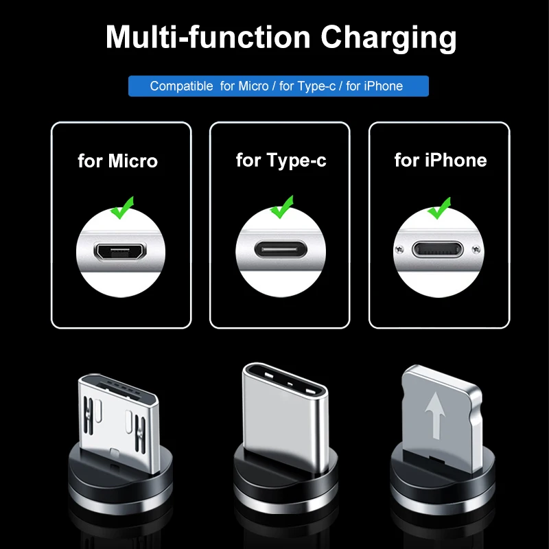 Магнитный USB кабель для быстрой зарядки usb type-C кабель для передачи данных на магните Micro USB кабель для мобильного телефона USB шнур для Iphone 11X7 8