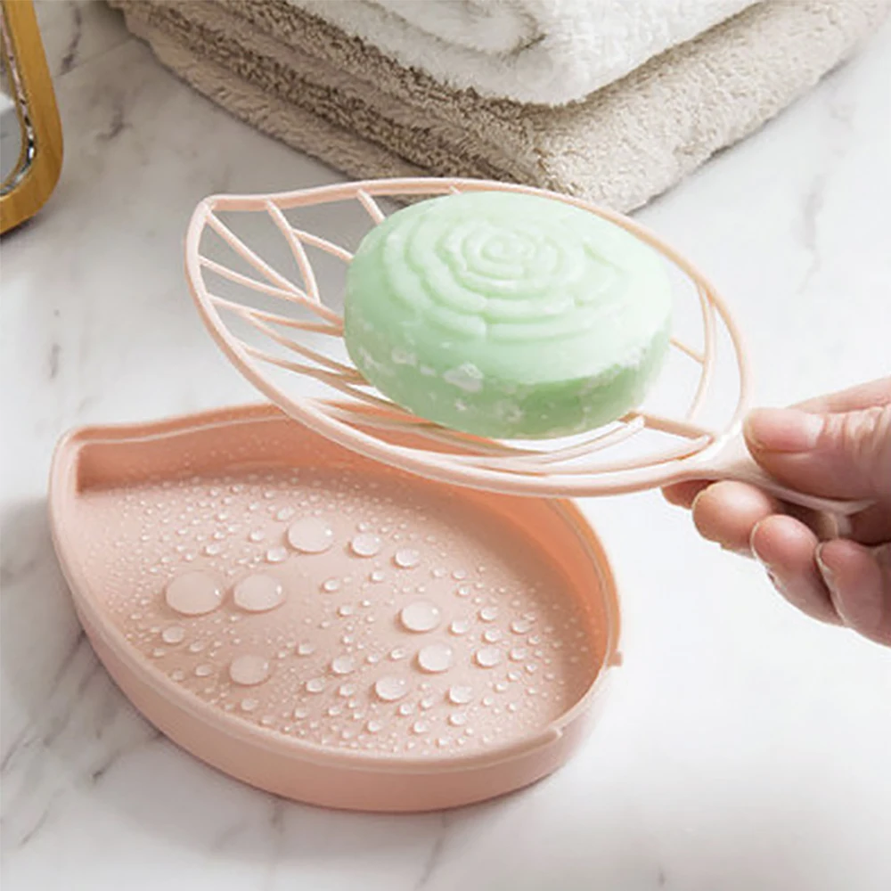 New Design Leaf Shape Soap Box Plastic Dispenser Dish Case Holder Double Layer Anti-skid Drain Bathroom Storage | Обустройство дома
