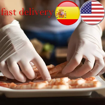 

100PCS Latex-Gloves Cleaning-Products Laboratory Rubber Non-Slip-Acid Disposable White Household Powder Free Vinyl Gloves