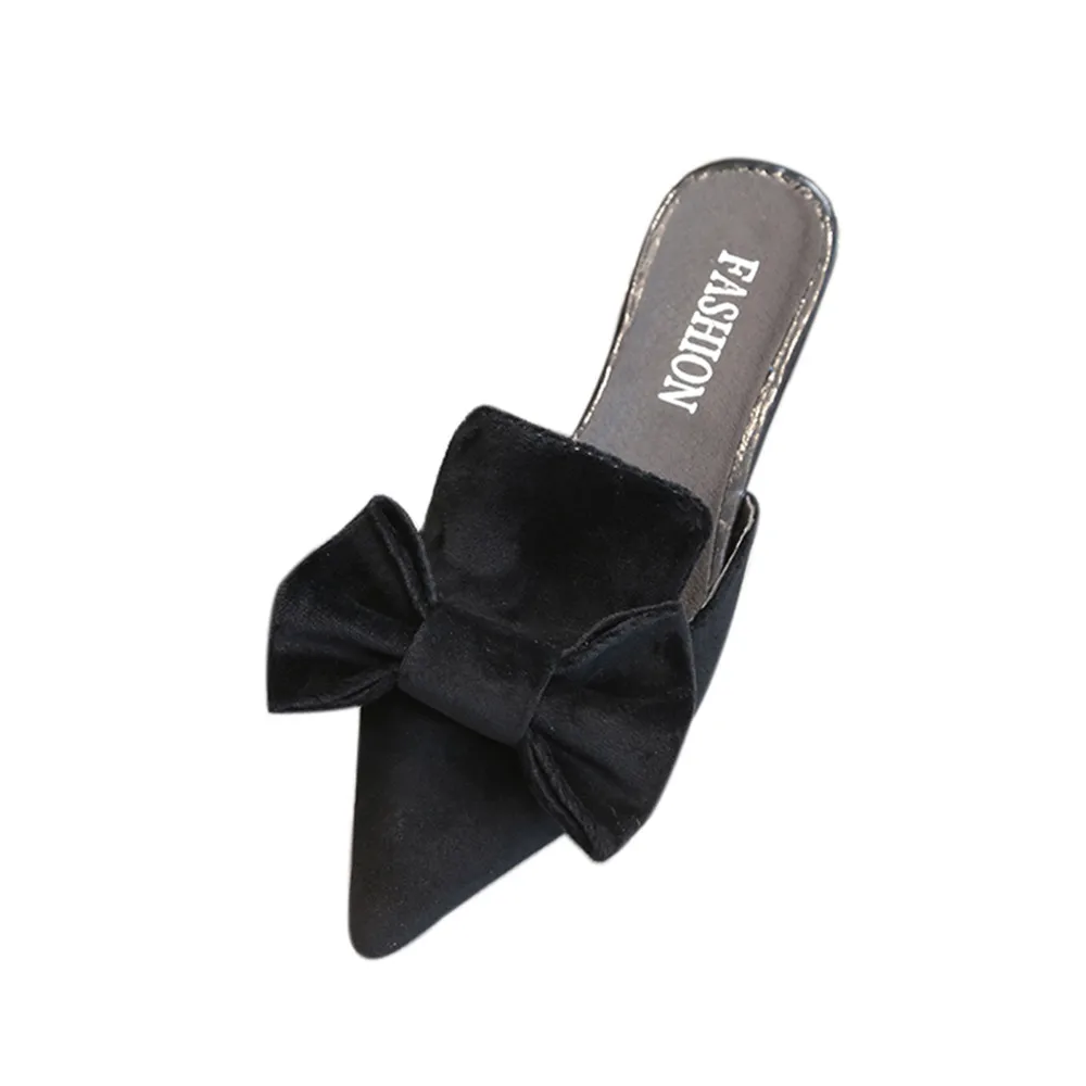 

SAGACE Women Fashion Casual Pointed Toe Platform Sandals Solid Color Bow Pointed Toe Flat heel Summer Sandals Slipper X1217