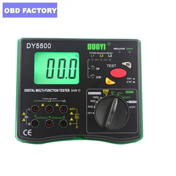 

DY5500 4 in 1 Digital Multifunction Resistance Tester Multimeter Insulation Earth Voltmeter Measuring Phase Indicator