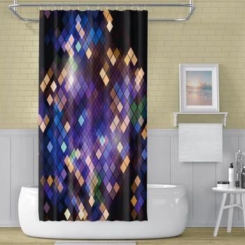 

Cassisy Bathroom Shower Curtain Abstract mosaic patchwork lights Decor Waterproof 100% Polyester Washable Curtains W/Hooks