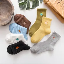 Новые весенние женские носки, японские Мультяшные носки с вышивкой, планета космонавты и ракеты, космические узоры, хлопковые носки унисекс, пара носков