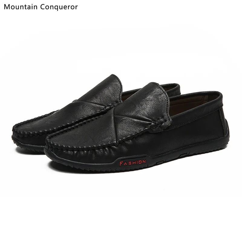

Mountain Conqueror Brand NEW Men Loafers Shoes Comfortable Flats Casual Shoes Men Breathable Slip-On Soft Leather Driving Shoes