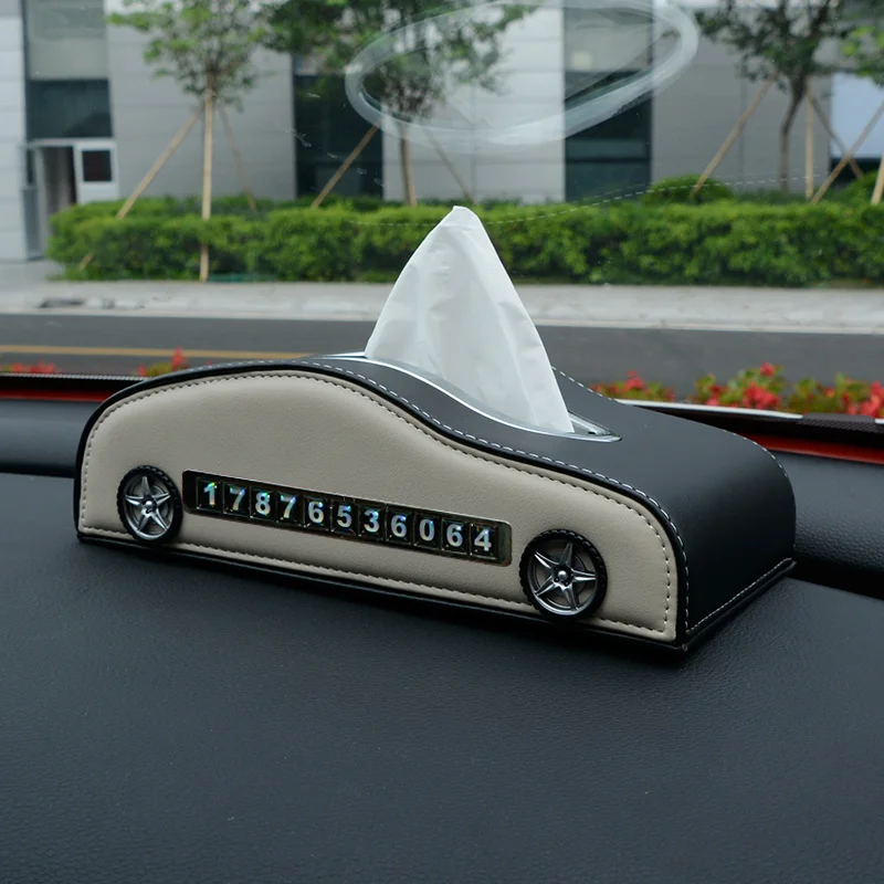 Индивидуальный логотип автомобиля коробка для салфеток бизнес коробка для салфеток кожа временная парковка номер пластина для приема автомобиля Прокат