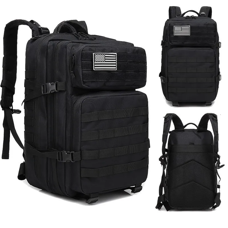 45L мужской/женский военный рюкзак, тактический Кроссфит тренажерный зал, сумка для фитнеса, водонепроницаемая, Молл, жук, рюкзак для походов на открытом воздухе - Цвет: Black