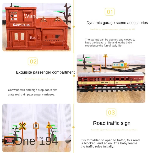 Railway Classical Train Electric Train Track Toys Water Steam Locomotive Playset with Smoke Battery Operated Simulation Model 4