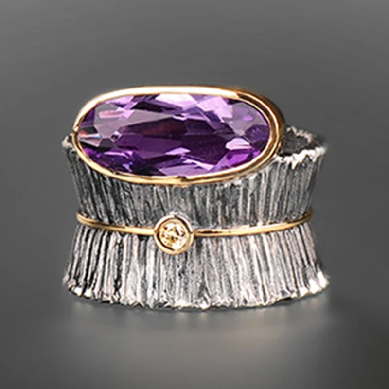 Vintage Purple CZ Stone Tree Bark Catching Ring Fashion Party Rings For Women 2019 Zircon Jewelry Best Engagement Gifts Z4M292 | Украшения