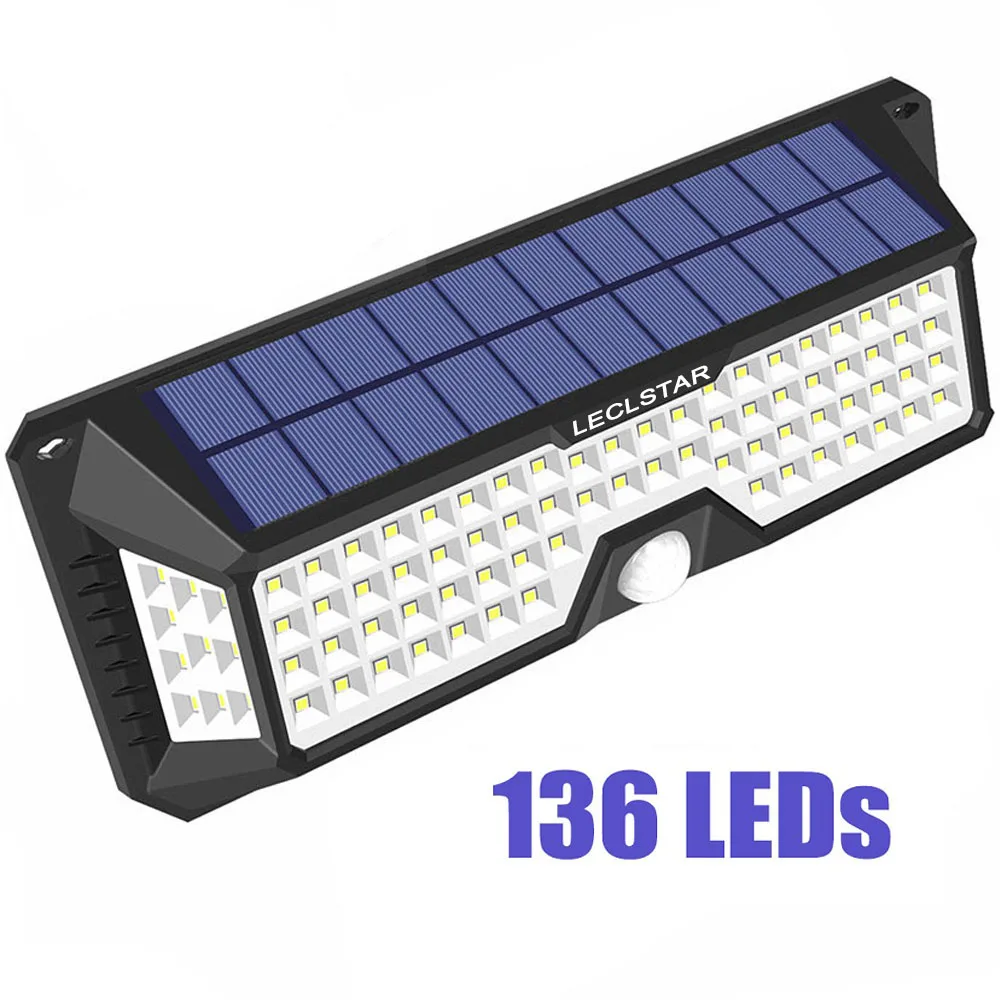 136 LED White Light 20/36/68/136 светодиодный солнечный светильник напольный светильник ing Беспроводной датчик движения на солнечной энергии светильник для сада коттеджа Водонепроницаемый настенный светильник - Испускаемый цвет: 136 LED White Light