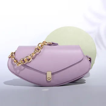 

2020 Women New Fashion Designer Concise Thick Chain All-match Solid Color Handbag Shoulder Bag Axillary Bag Office Daily