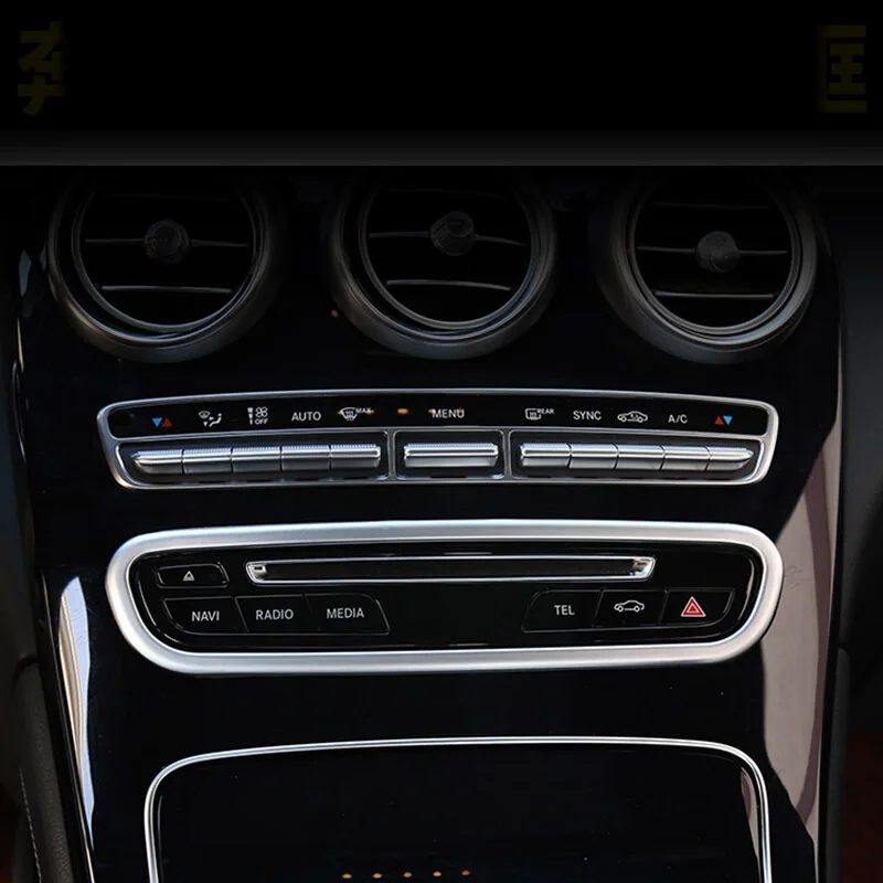 

Автомобильные CD-пластины из нержавеющей стали для Mercedes Benz C class W205 GLC X253 2015 2016 2017, панель переключателя кондиционера, обшивка панели