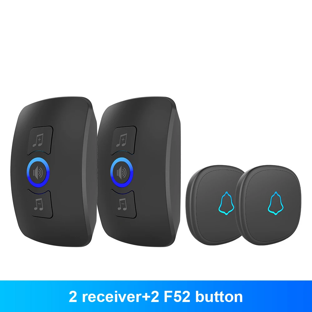 TOWODE Wireless Doorbell System EU Plug 433Mhz Home Security Welcome Smart Doorbell Kit 4 Level Volumes 32 Musics Adjustable door intercom Door Intercom Systems