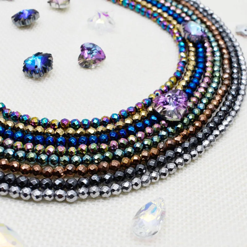 

2/3/4/6 mm Natural Stone Bead Gold Rainbow Silver Color Hematite Round Beads For Jewelry Making Diy Bracelet Necklace