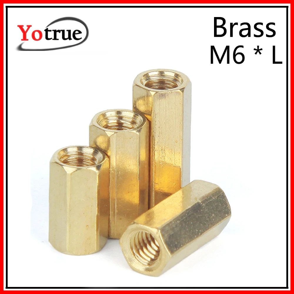 

20-50Pcs/lot long nut M6*L Hexagonal brass column monitoring security camera stud internal thread Female Brass hex spacer pillar