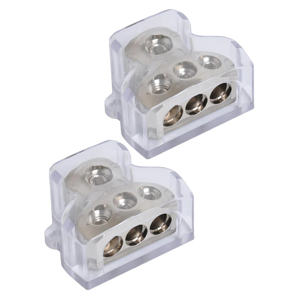 2x 3-Way Car Audio Stereo Amp Power/Ground Cable Splitter Distribution Block
