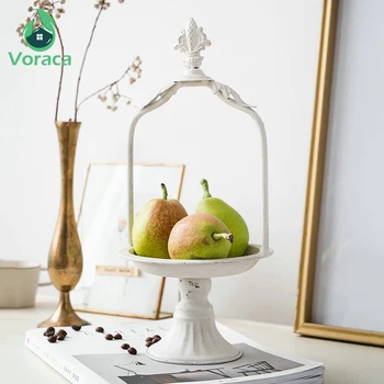 

Retro Wrought Iron Crafts Candle Holder Decorative Tray Flower Basket Fruit Snack Plate Rustic Storage Trays Photography Props