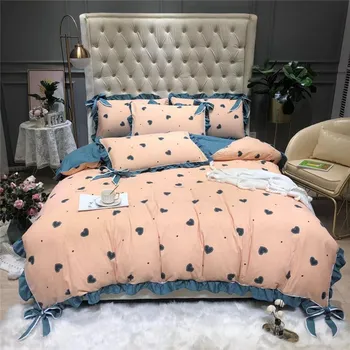 

High quality Korean style Winter Thick Princess 4 pcs Beding set with 1pcs flat sheet 1 pcs duvet cover 2 pcs pillowcase GX-14
