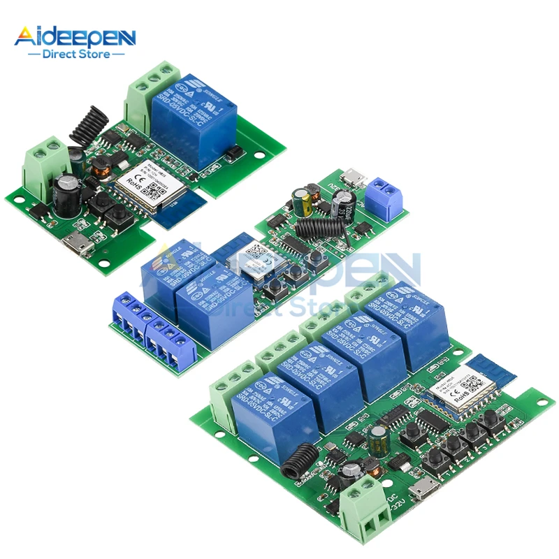 Interruptor Relé sem Fio Wi-fi Módulo de Relé Mhz sem Fio Usb 5v dc 732v Controle Remoto para Casa Inteligente Controle por App Tuya
