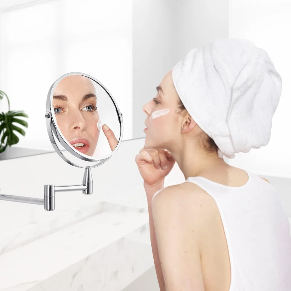 Настенное косметическое зеркало для ванной Двухстороннее " 1X/5X увеличение косметическое зеркало регулируемое круглое косметическое зеркало для ванной комнаты
