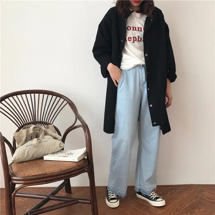 Photo Shoot Spring New Style Korean-style CHIC College Style Waist Hugging Long Sleeve Mid-length Trench Coat