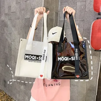 

2020 New Transparent Bag Fashion Large-capacity PVC Jelly Bag Japanese and Korean Portable Child-mother Bag Shopping Bag