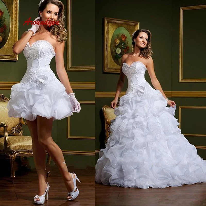 Elegante 2 In 1 Trouwjurken Plus Size Baljurk Afneembare Rok Prinses Turkije Wit Ivoor Vrouwen Bridal Jurken Bride jurken Elegante 2 In 1 Trouwjurken Plus Size Baljurk Afneembare Rok Prinses Turkije Wit Ivoor Vrouwen Bridal Jurken Bride jurken